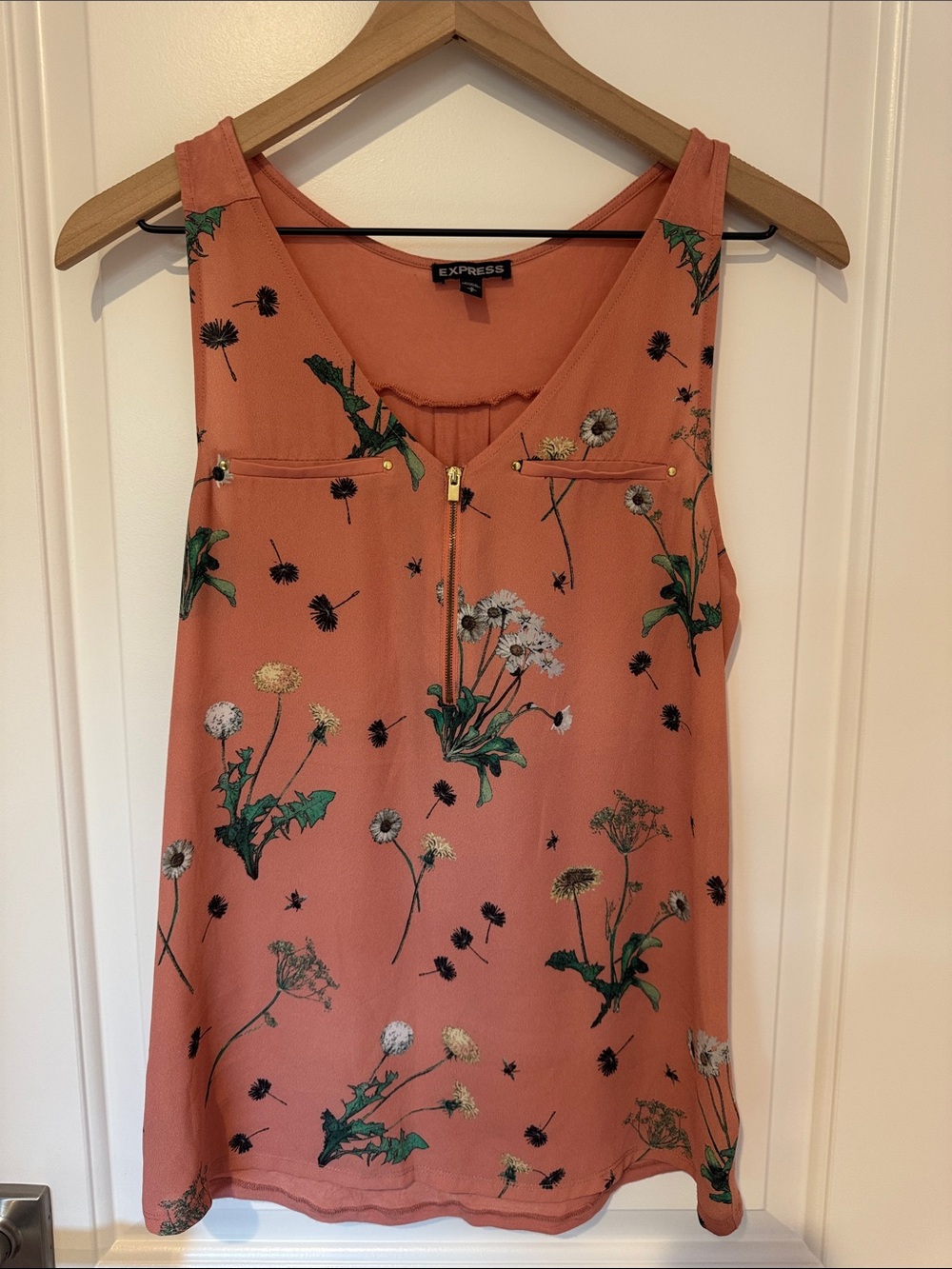 Express Coral Floral Zip-Front Camisole